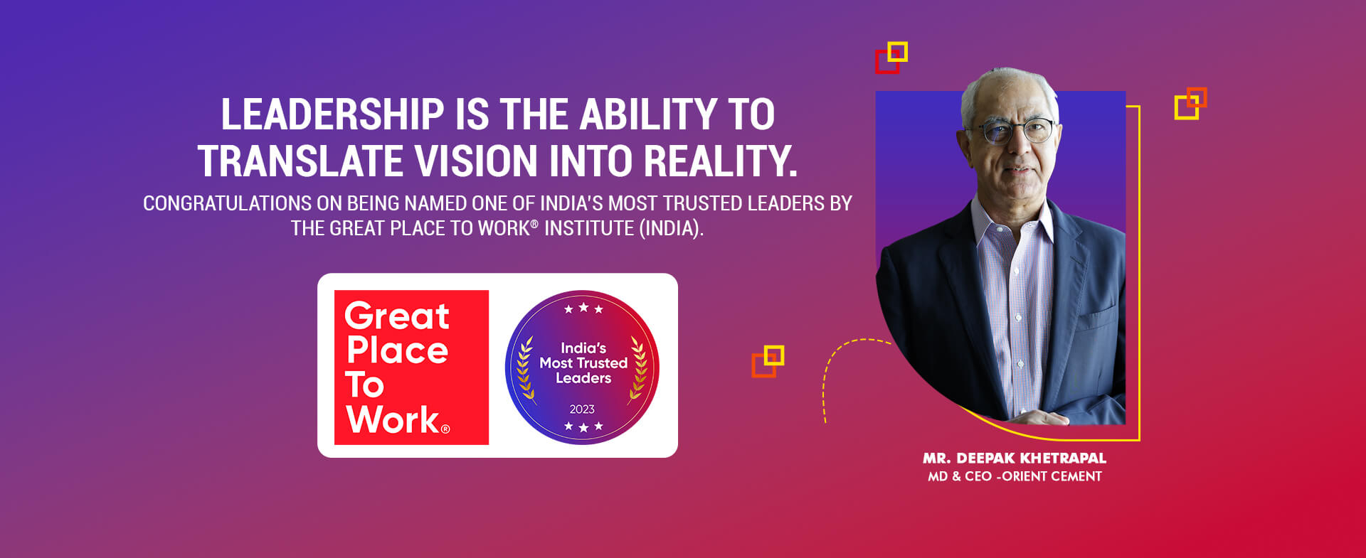 Orient Cement home banner